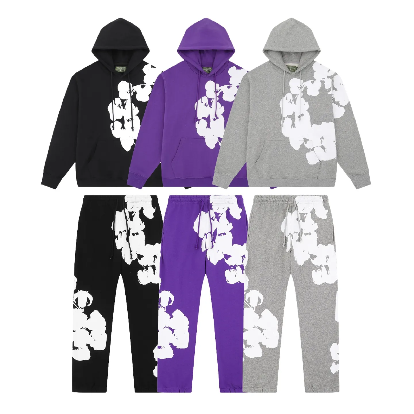 D116# P230 Denim Tears Biggie Cotton Wreath Sweatshirt Black 400g kapok high quality 100% cotton printed hoodie hooded sweatshirt color (color): black (black), gray (gray), Pruple (purple) Size: S M L XL